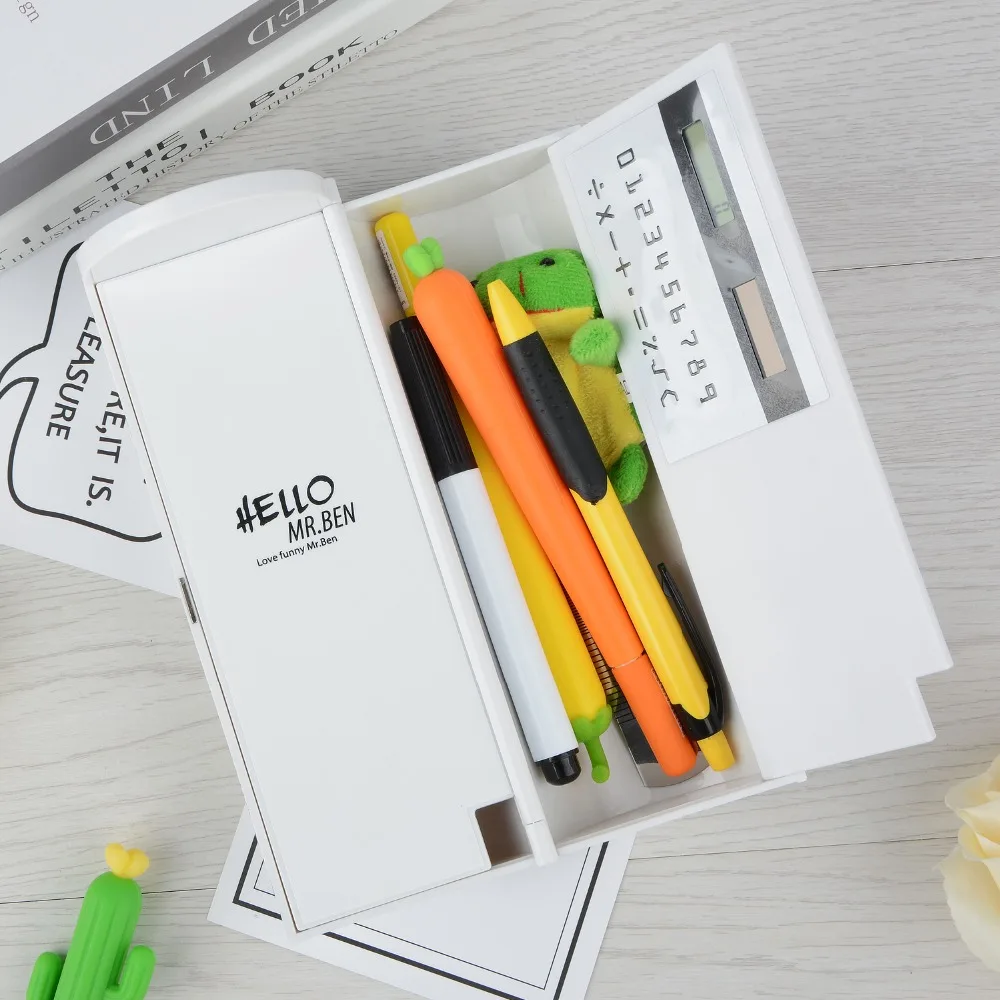 Дропшиппинг креативный Чехол Карандаш для доски с солнечным калькулятором магнитный переключатель Kawai мультфильм ручка коробка School