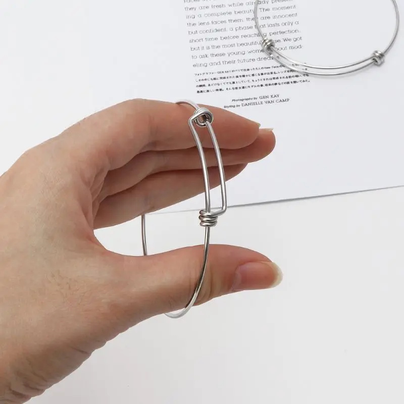 

10Pcs Expandable Blank Bracelets Stainless Steel Wire Bangle DIY Jewelry Making