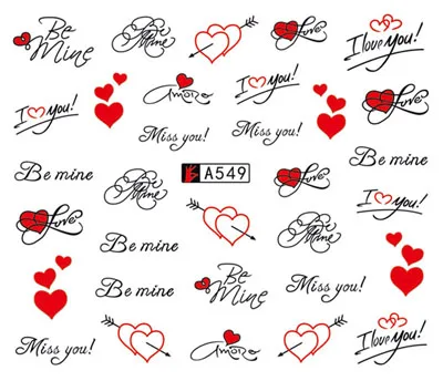 

Nail sticker art decoration slider English letters love adhesive Water decals manicure lacquer accessoires polish foil tools