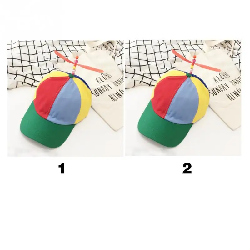 Летняя креативная Кепка с пропеллером, регулируемая бейсбольная кепка с вертолетом, модная шляпа цвета радуги для взрослых детей