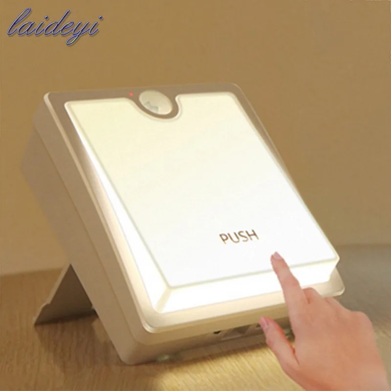 Laideyi квадратный Night Light человеческого Сенсор индукции кабинет прикроватной тумбочке инновации энергосберегающие Настольная лампа