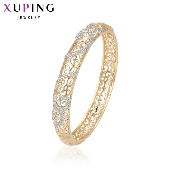 11.11 Deals Xuping Fashion Bangle Charm Gift Trendy Synthetic CZ Bangle Jewelry Gold for Women China