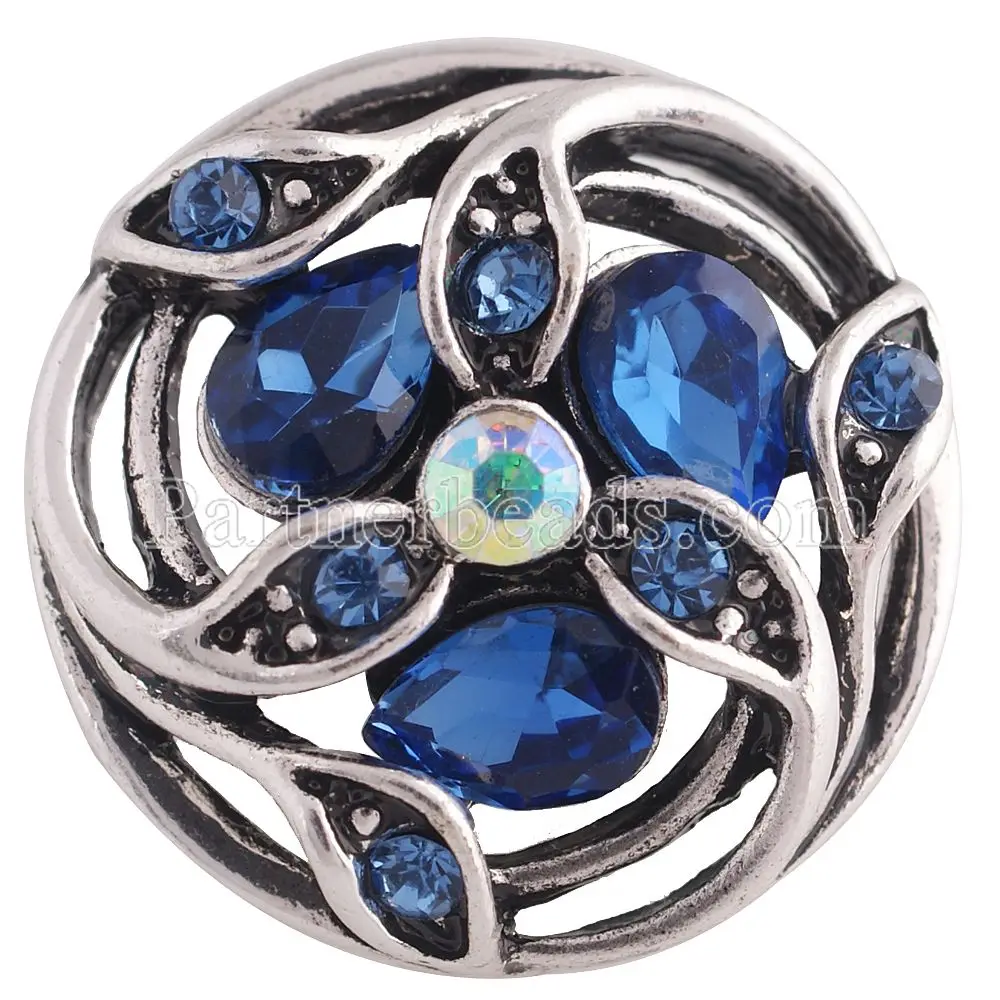 

10pcs/lot wholesale flower snap jewelry 18mm women metal crystal snaps button jewelry fit for bracelets&bangles KC8691