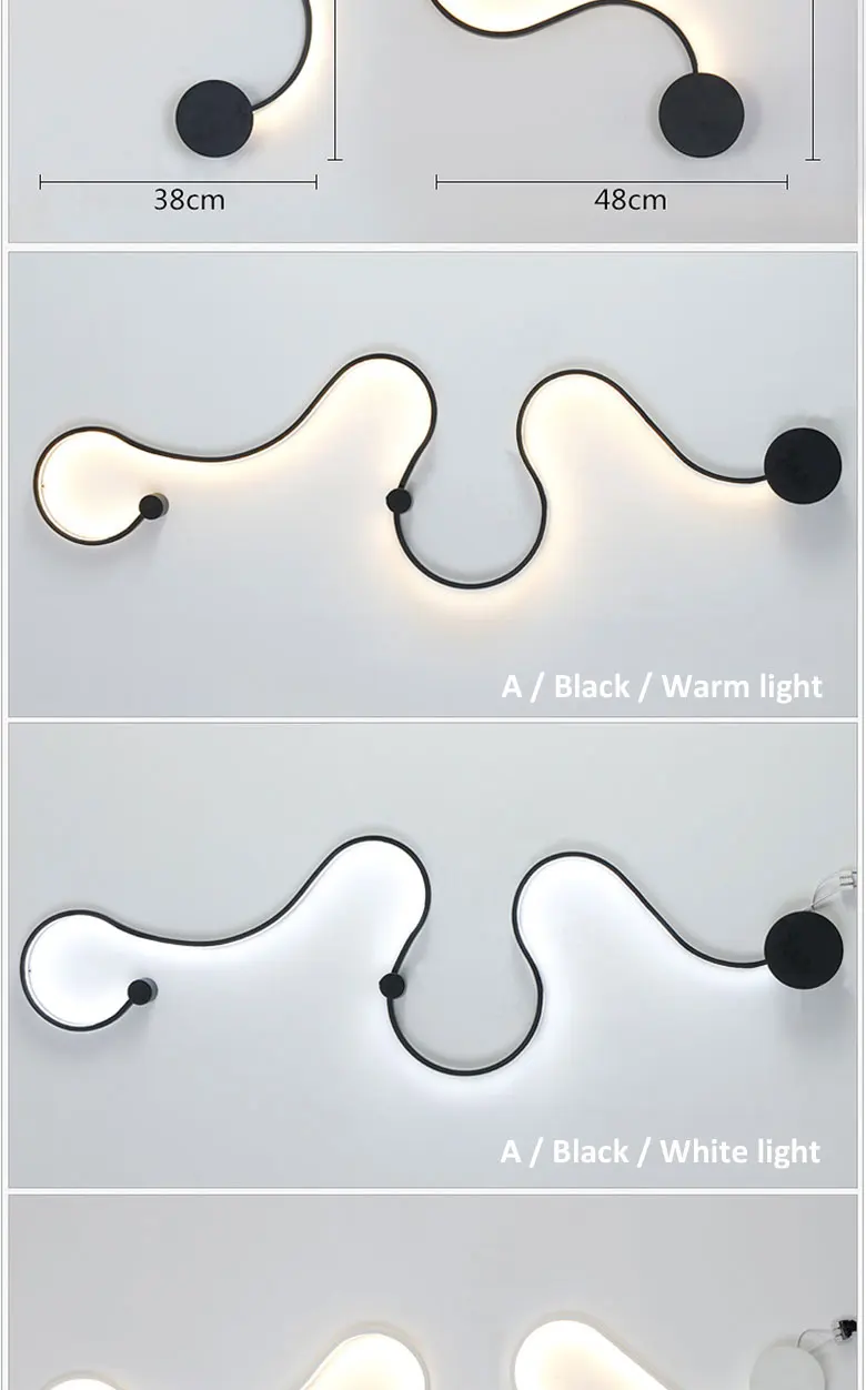 Moderno e Minimalista Lâmpada de Parede Pintura de Ferro Sala de Estar Conduziu a Iluminação Ac96-265v do Quarto Criativo Preto Branco Levou Interior Decoração Faça Você Mesmo - 6 AC96-265V do Quarto sala de estar decoração DIY CONDUZIU a iluminação