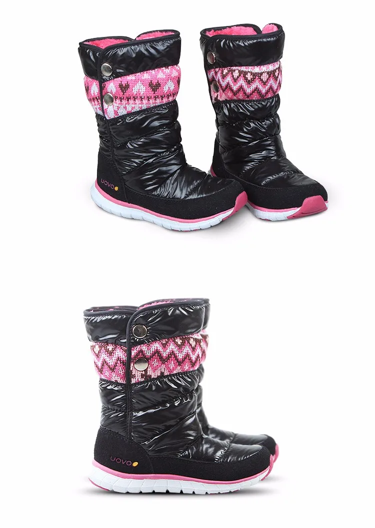 Uovo Зимние сапоги, модель 2017 года для Обувь для девочек брендовая модная детская одежда дождь Сапоги и ботинки для девочек Оксфорд Ткань