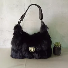 Распродажа, акция, новинка, Женская Роскошная сумка с натуральным лисьим мехом, алмазная сумка, женская сумка на одно плечо, вместительная сумка