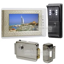 DIYSECUR HD Visión Nocturna de La Cámara de 7 pulgadas TFT Pantalla a Color LCD de Video Teléfono de La Puerta de Intercomunicación Visual Timbre + Cerradura Eléctrica
