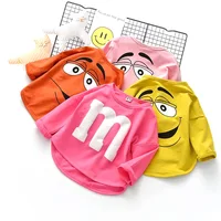 Cotton Baby Girl T-shirt Long Sleeved Spring Autumn Cartoon Letters M Kids Tops Boys Clothes Toddlers Tees 1