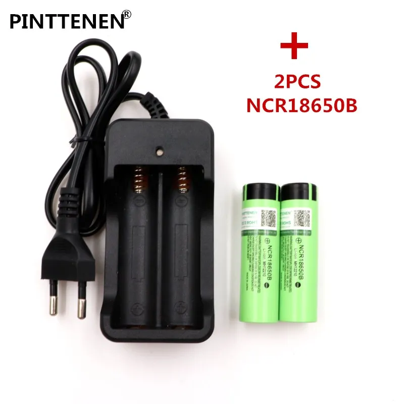 

2PCS Original NCR18650B 3.7 v 3400 mah 18650 Lithium Rechargeable Battery For Panasonic Flashlight batteries+1PCS 18650 charger