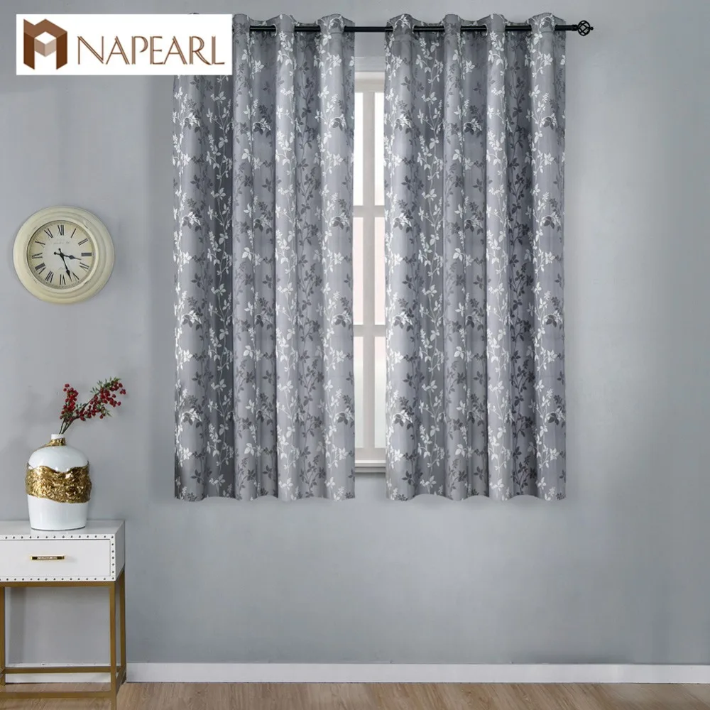 NAPEARL Floral Style Jacquard Kitchen Curtains Short Size Drapes