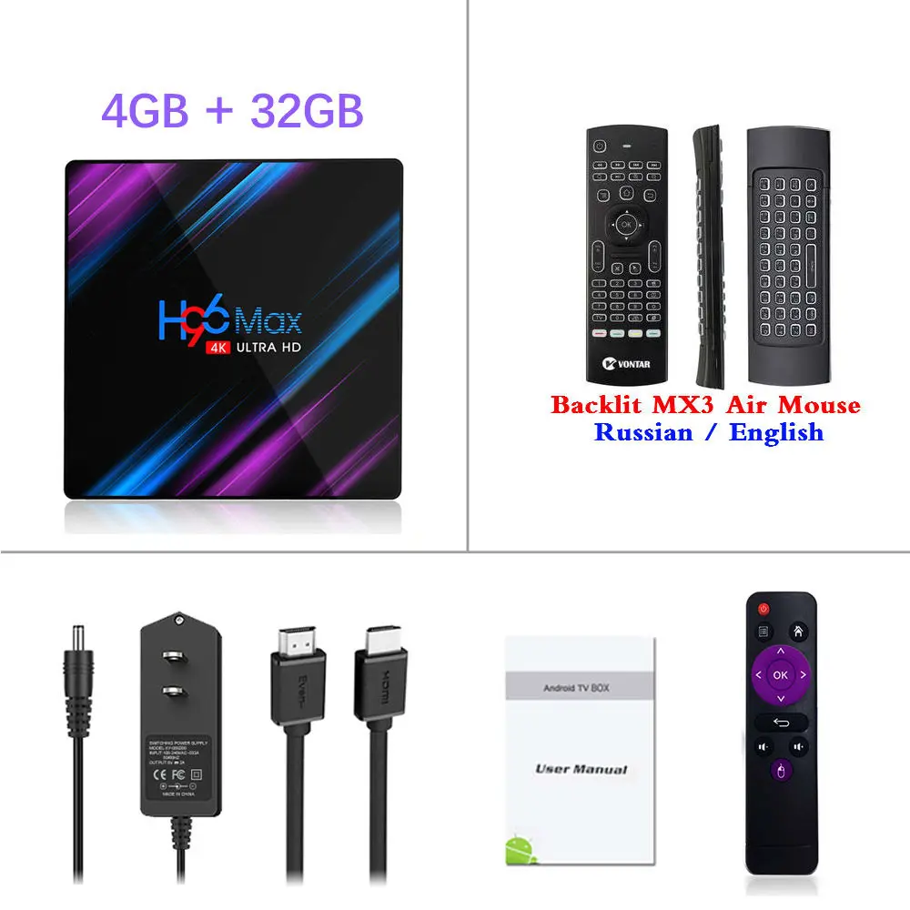 H96MAX Smart 4K tv Box Android 9,0 4 Гб ОЗУ 64 Гб ПЗУ RK3318 1080p 60fps H96 Max медиаплеер Youtube телеприставка 2G16G - Цвет: 4GB 32GB MX3