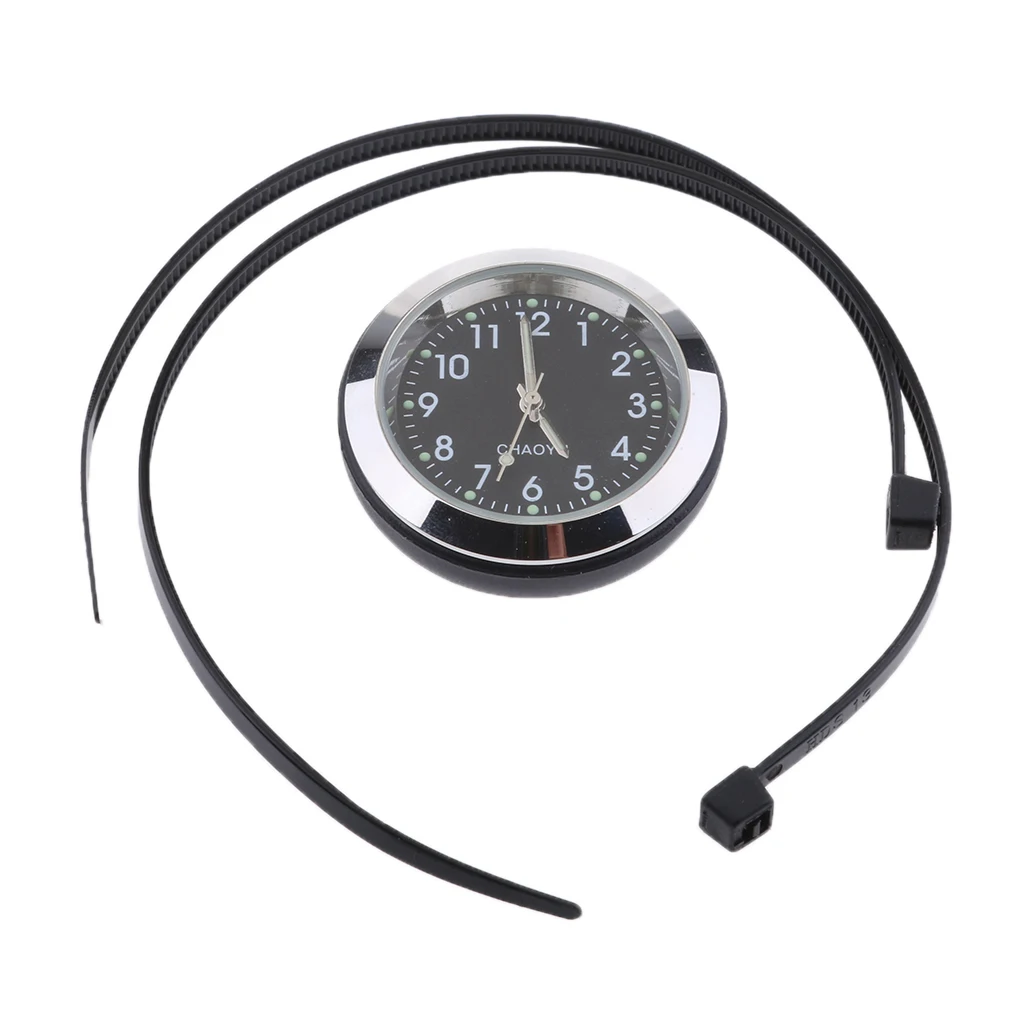 Universal Motorcycle Bike Chrome Waterproof Black Dial Handlebar Clock/Thermometer/Hygrometer Glow Watch