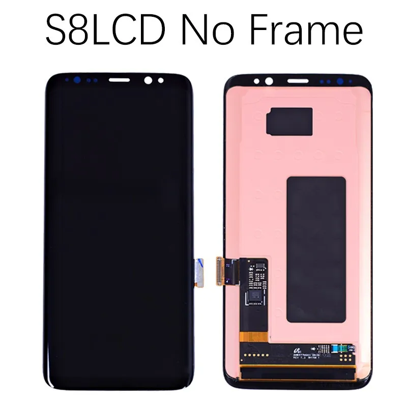 AMOLED Дисплей для SAMSUNG S8 S8 Plus LCD в сборе с тачскрином на рамке черный синий Серый Серебряный золотой - Цвет: Black S8