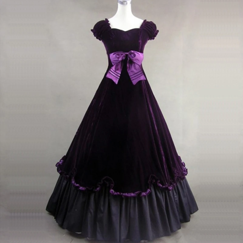 

High Quality Purple Princess Dress 18th Century Retro Square Collar Gothic Victorian historical masquerade Party Ball Gowns