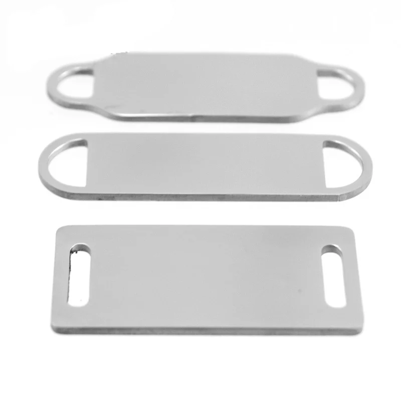 

100% Stainless Steel Plates Blank For Engraving Metal Tag Connector For Bracelet Jewelry Making High Polished Wholesale 50pcs