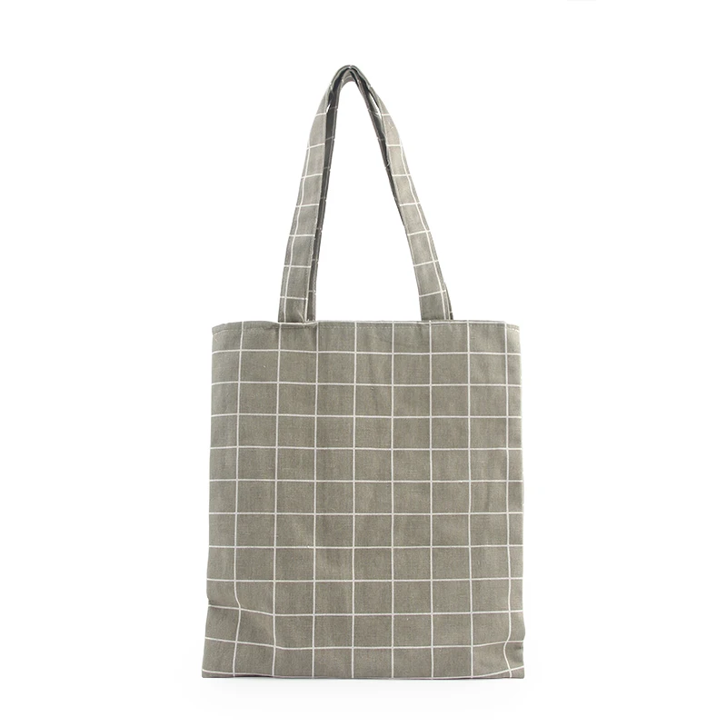 Холщовая Сумка-тоут, Повседневная пляжная сумка, для повседневного использования, Эко сумка для покупок, складная клетчатая сумка на плечо для женщин