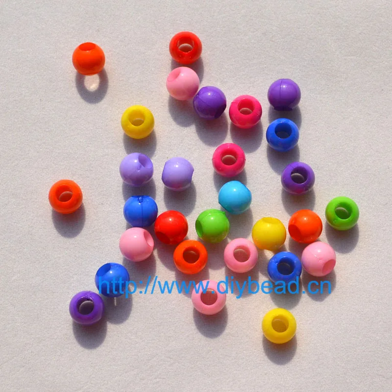 

100pcs DIY fashion jewelry Findings Bracelet Accessories Mix Color Big Hole Acrylic Beads 8MM Hair Clip Department