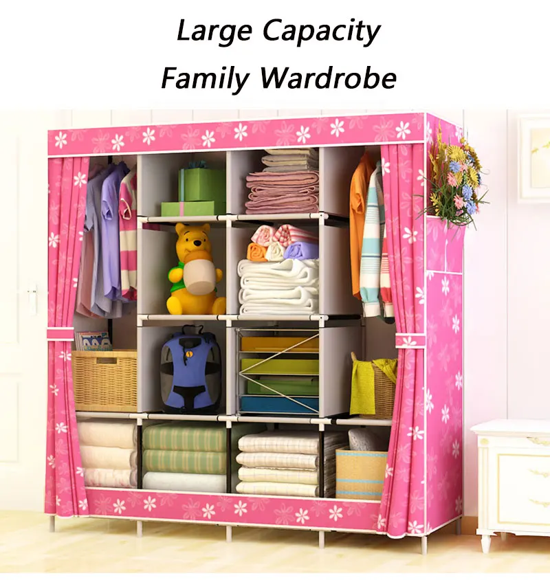 Large Capacity Family Cloth Wardrobe Home Fabric Storage Cabinet