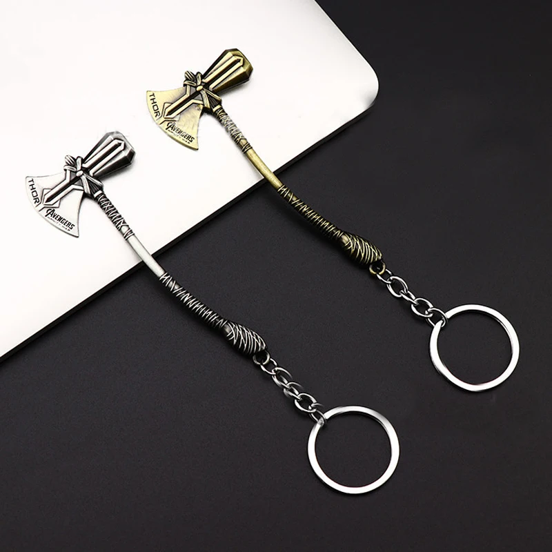 

Avengers 10 Pcs Marvel Superhero Avengers 3 Infinity War FILM Retro Alloy Thor Battle Axe Ax Keychain
