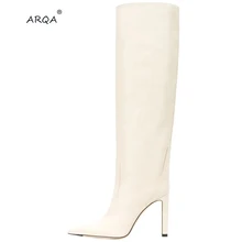 Новинка года; модные ботинки с острым носком на высоком каблуке в европейском и американском стиле; ботинки средней длины в клетку; большие размеры