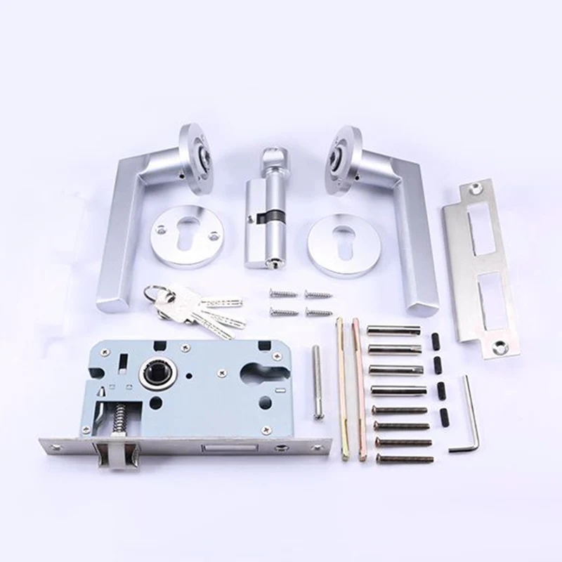 

Aluminium Alloy Door Lock Set Home Security Handle Keyed Entry Entrance Locks Kit CLH@8