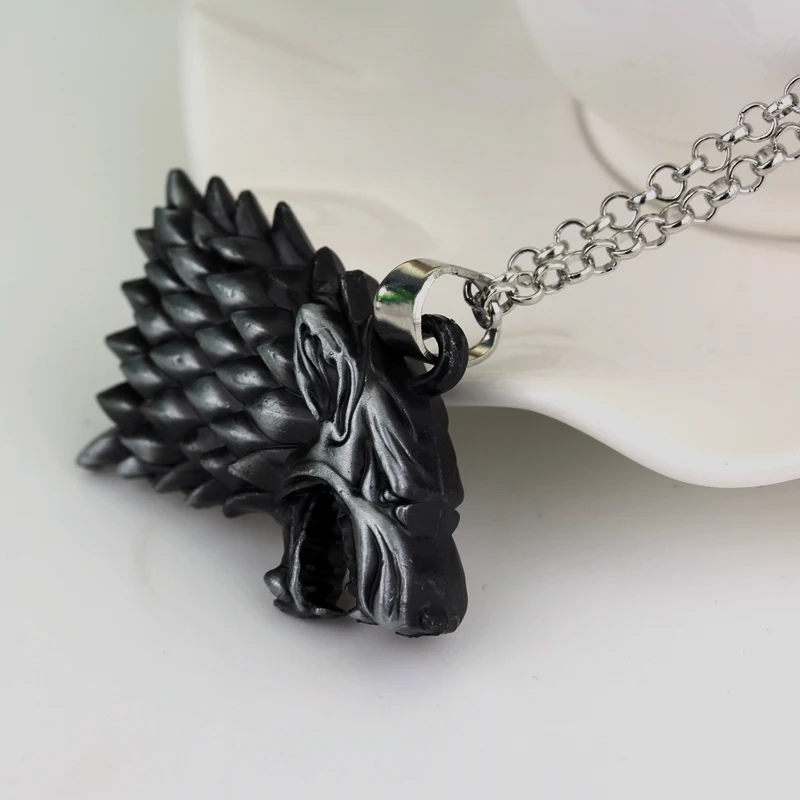 Hot TV Series Game Of Thrones Pendant Necklace Family Stark Wolf Head Logo Metal Statement Jewelry Gift For Man Women Fans