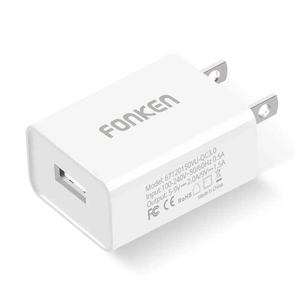 FONKEN QC3.0 USB зарядное устройство для телефона адаптер 18 Вт портативный быстрая зарядка Разъем для смартфона США штекер телефона USB адаптер зарядное устройство для путешествий - Тип штекера: White