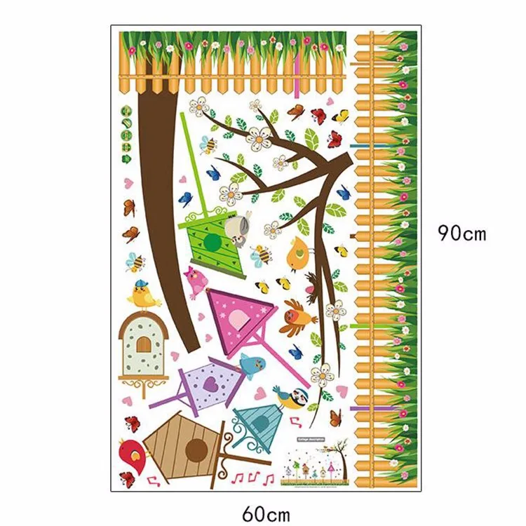 493 14 De Réductionsk9085 Dessin Animé Oiseau Nid Maison Arbre Branche Chambre Sticker Mural Chambre Maternelle Dessin Animé Enfants Chambre