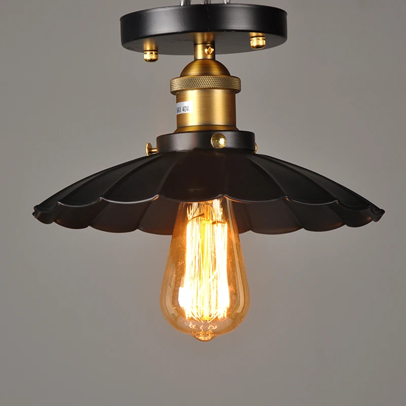 

110V 220V Vintage Edison Light Cover Lampshade E27 Industrial Retro Lamp Base Loft Iron Pendant Lights Holder Diameter 22cm 25cm