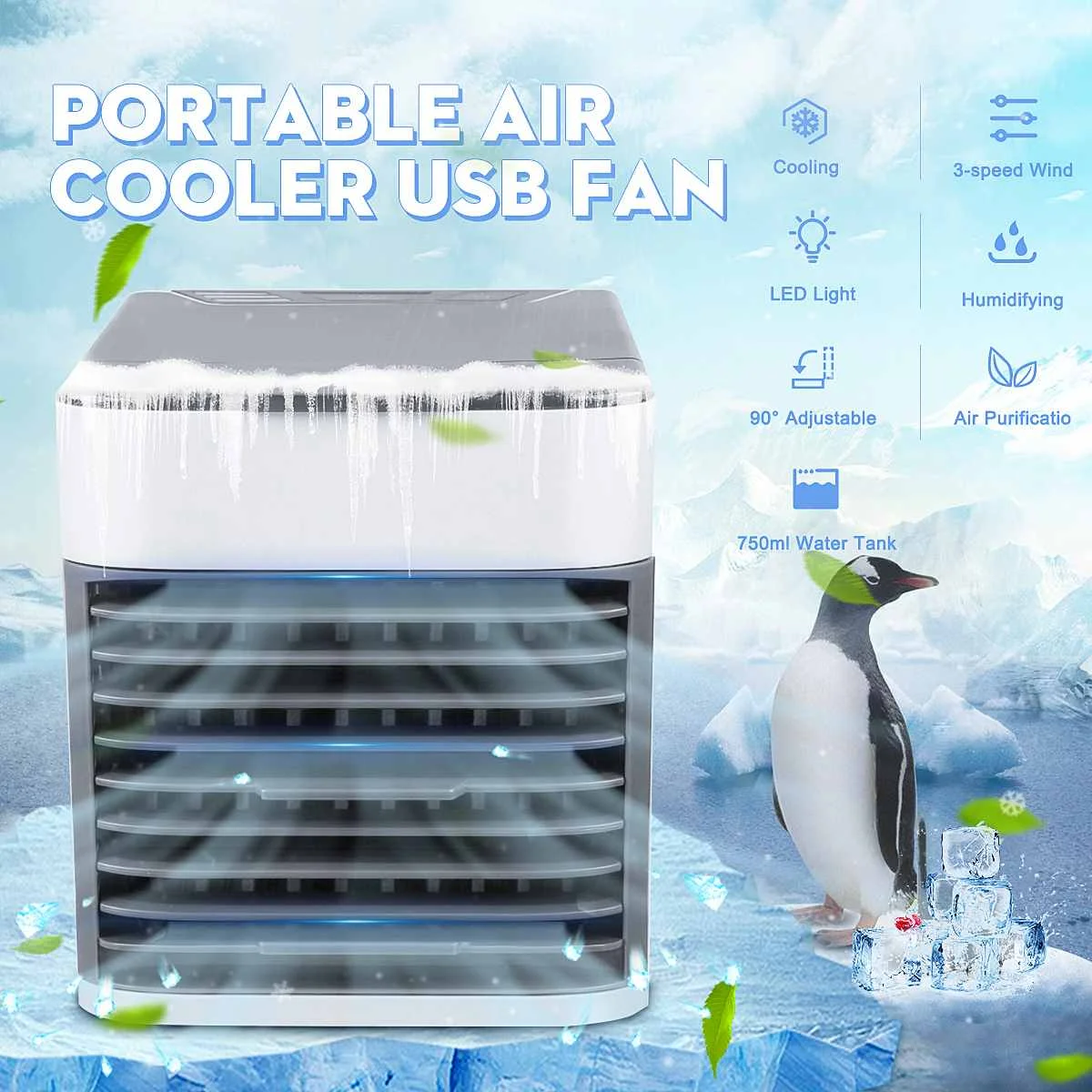 

Mini Convenient Air Conditioner Portable USB Air Cooler Humidifier Purifies Air Cooling Fan Mini Fan For Home Office Newest