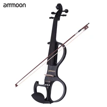Ammoon полный размер 4/4 твердая древесина электрическая Тихая Скрипка Стиль-3 черное дерево гриф с колками подбородок отдых задняя часть