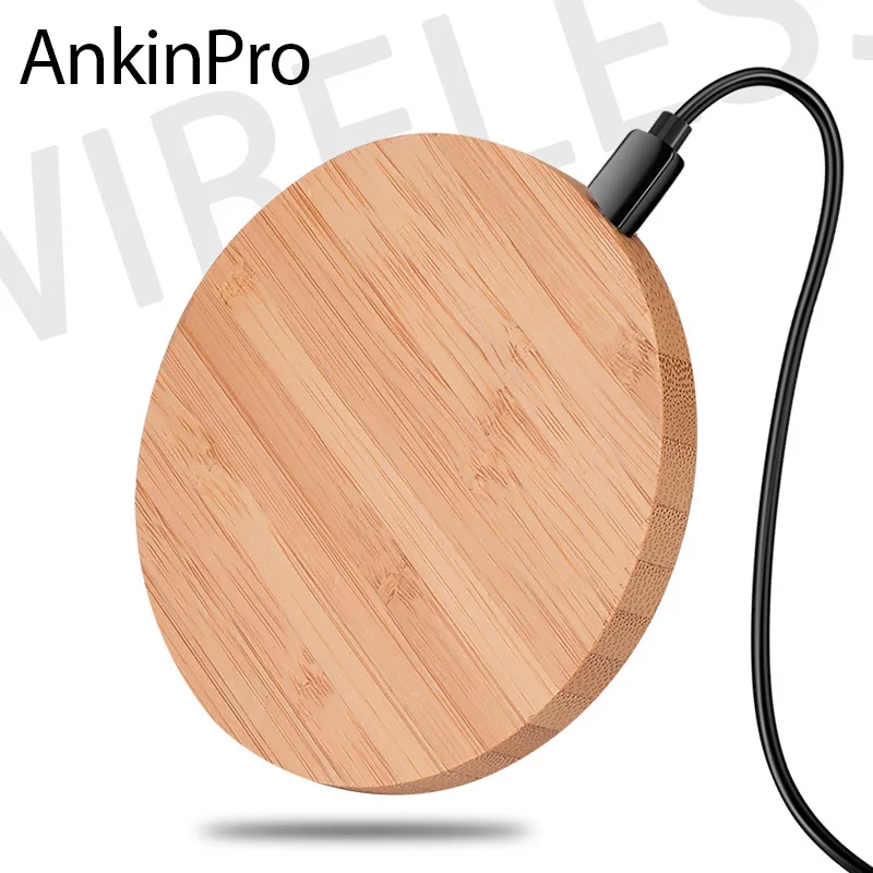AnkinPro дерево беспроводной зарядное устройство Pad с 5 Вт Зарядка для iPhone 8 X samsung XiaoMi