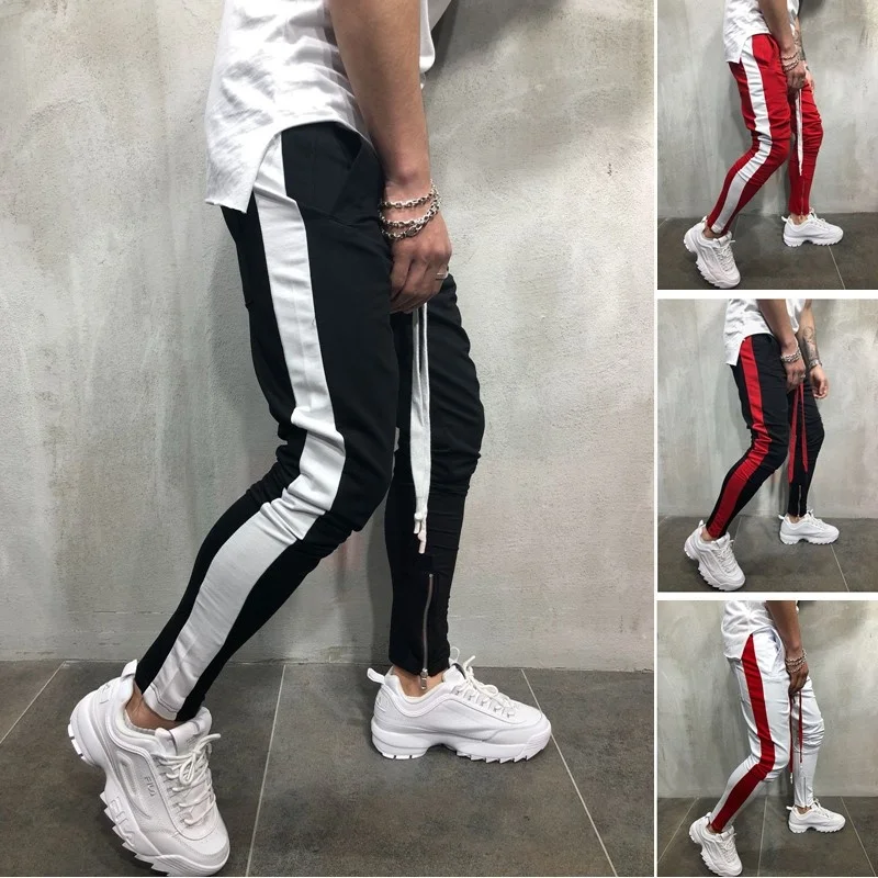 

ZOGAA 2018 New Fashion Mens Long Sweatpants Colorblock Hip Hop Fitness Foot Zipper Stitching Trousers 6 colors Size S-3XL