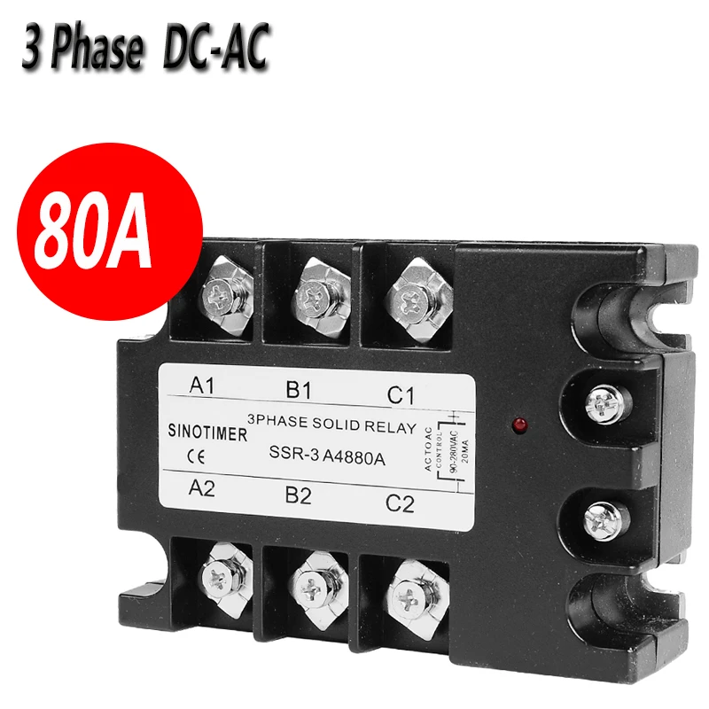 SINOTIMER бренд 3 фазы твердотельные реле SSR D4880A 80A DC-AC Выход модуль relais для контроллера