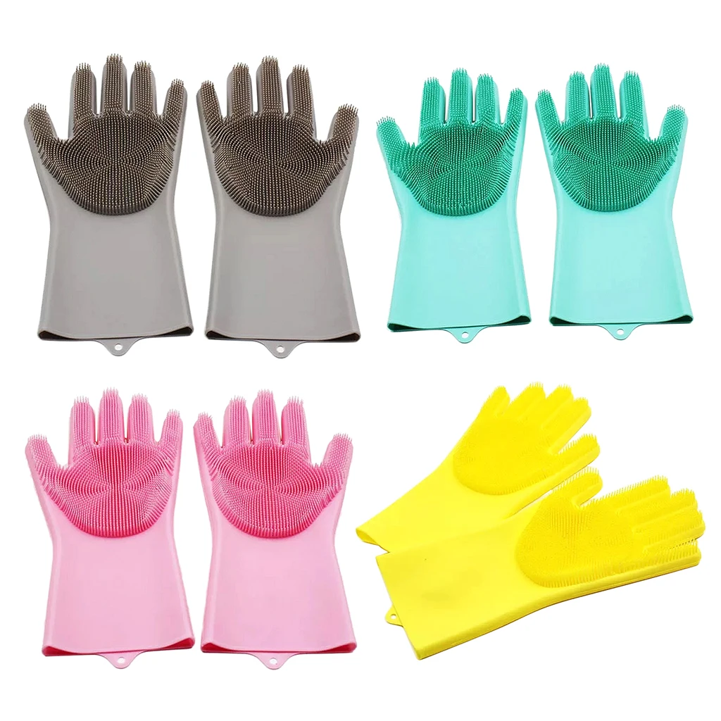 Magic Silicone Gloves Wash Scrubber Brush Heat Resistant Gloves Kitchen Tool for Cleaning Dish Washing Household Cleaning Tools