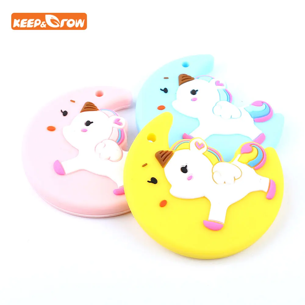 

Keep&grow Food Grade Silicone Teethers DIY Unicorn Biscuit Baby Ring Teether Infant Baby Chew Charms Kids Teething Toddler Toys