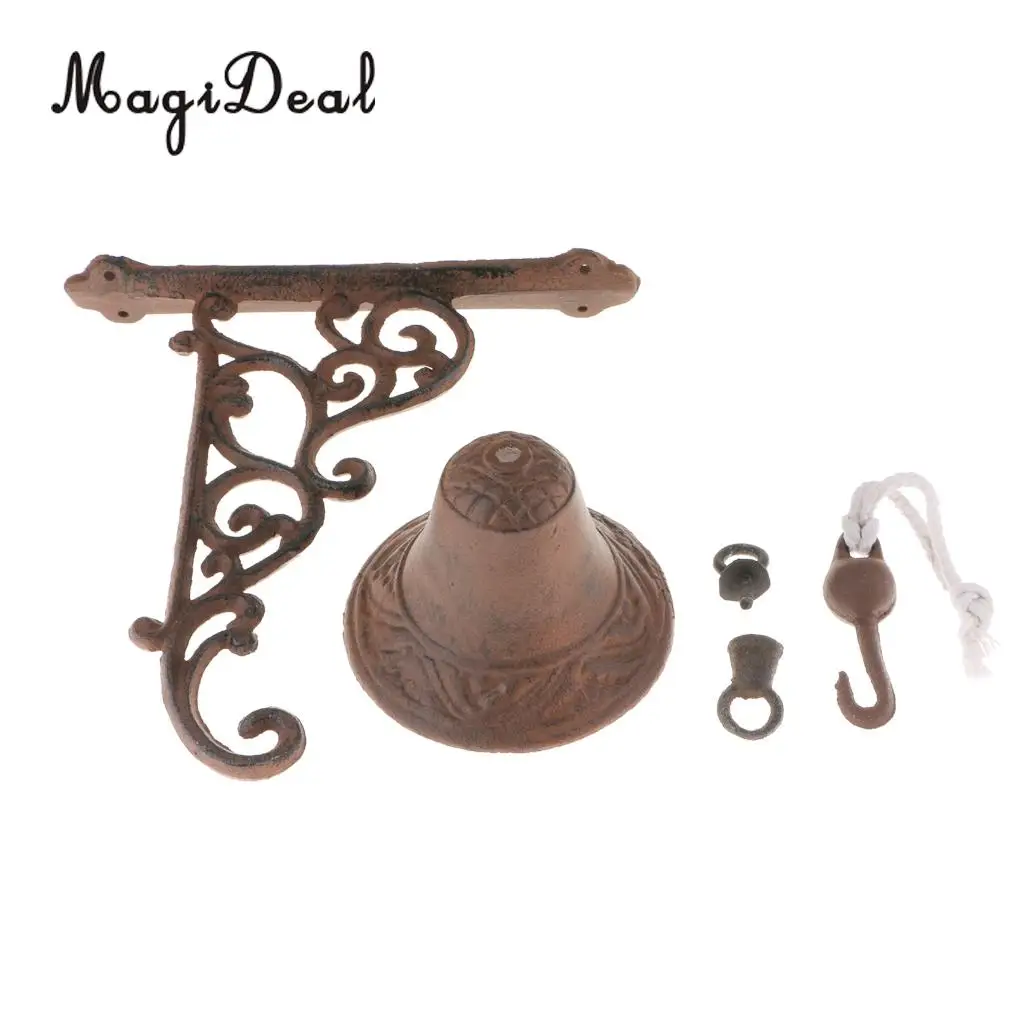 Outdoor Dinner Bells Vintage Antique Cast Iron Bracket Mounts Bell Indoor Outdoor Wall Mounted Door Bells