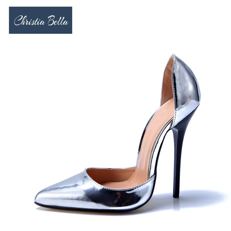 

Women Pumps 2019 Transparent 14cm High Heels Sexy Pointed Toe Slip-on Wedding Party Shoes Silver Fetish Nightclub Pumps Shoes