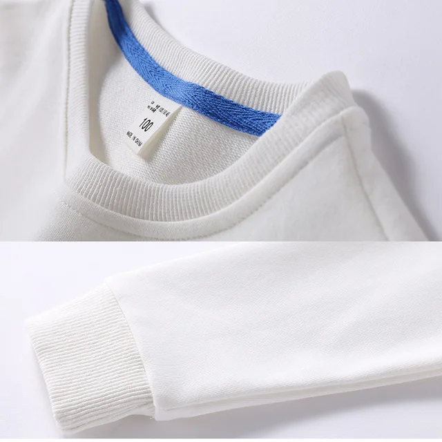 Children's Hoodies Sweatshirts Girl Kids White Tshirt Cotton Pullover Tops for Baby Boys Autumn Solid Color Clothes 1-9 Years 4
