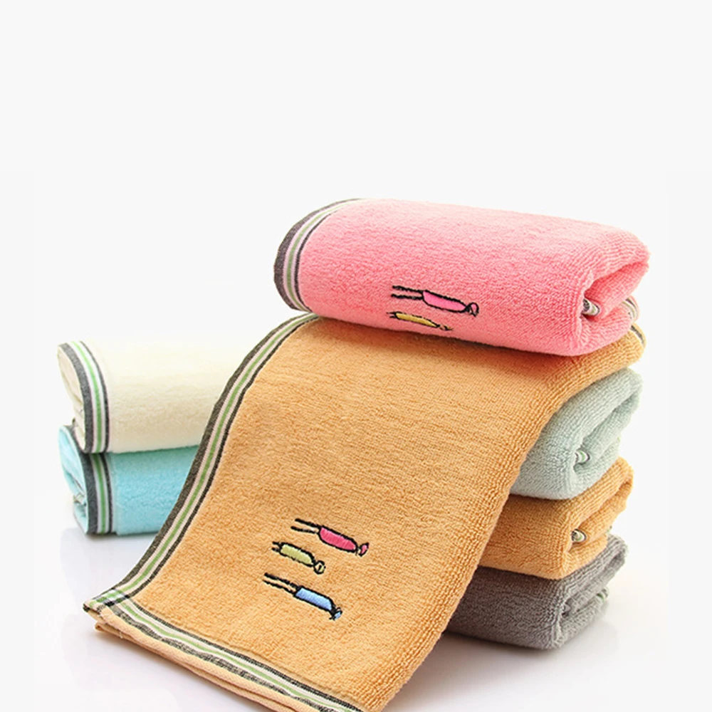 

34*75CM Cotton Towels Simple Family Embroidered Face Towels Solid Terry Towels Absorbent Drying Bath Beach Towels Washcloth P20