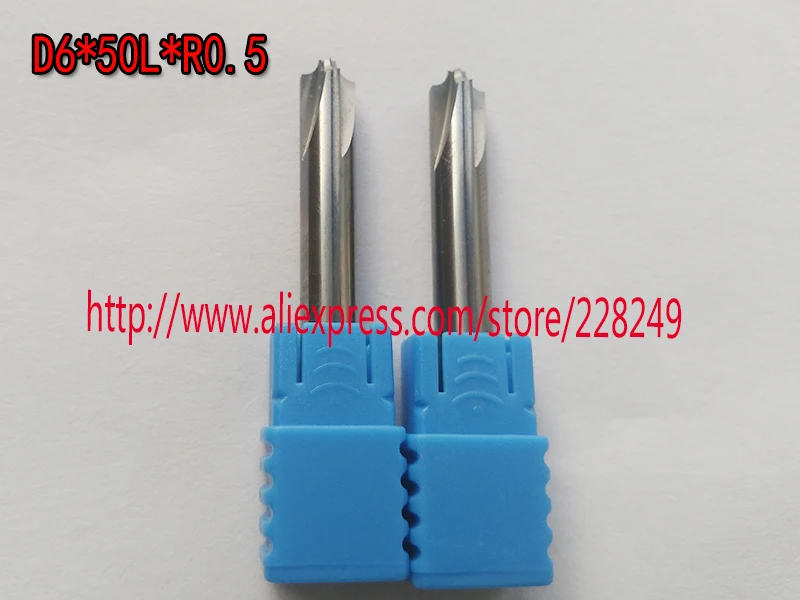 

1pc D6*50L*R0.5 HRC50 Solid carbide chamfering milling cutter Chamfer route bits for Aluminum knife tools