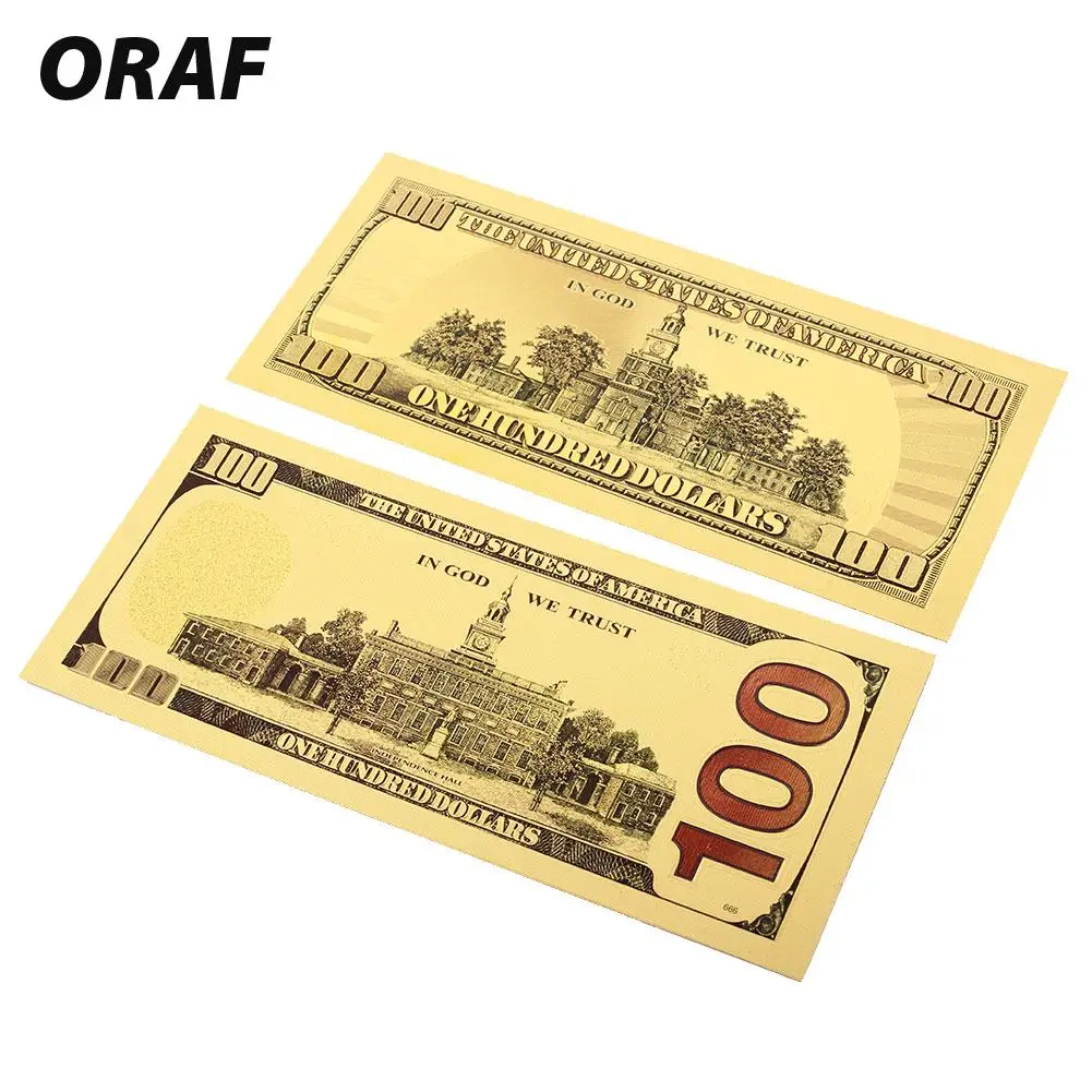 

Realistic 100 Dollar Bills Gold Collection High Quality Commemorative Notes Gifts Decoration 24K Gold Plated Dollars Fake Money