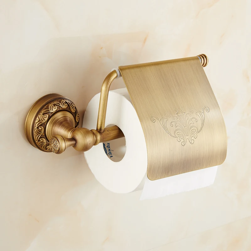 

European Copper Antique Bathroom Paper Roll Holder Retro Toilet Paper Holder Hanging Rack Wall Mounted Bathroom Accessories ZT23