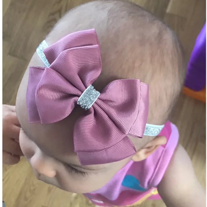 Твои банты 32 цвета новорожденных сдвоенные Галстуки-бабочка и повязка на голову для маленьких девочек заколки для волос Серебряная лента для волос ручной работы DIY аксессуары для волос