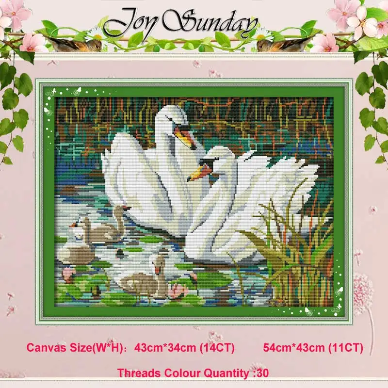 Белый лебедь Лебединое озеро семья Счетный 11CT 14CT Набор для вышивания крестиком DIY DMC Китайский Набор для вышивания крестиком вышивка рукоделие домашний декор - Цвет: Swans swimming