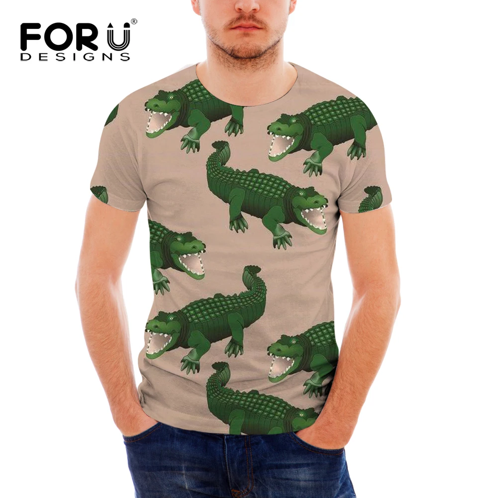 FORUDESIGNS Animal Printing Men T Shirt Summer Short Sleeve Streetwear