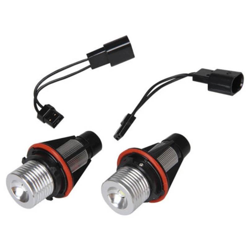

2 Pcs White Angel Eye Halo LED Light Ring Marker Bulbs DC 12-30V Aluminum For BMW X5 E39 E60 E63 5W
