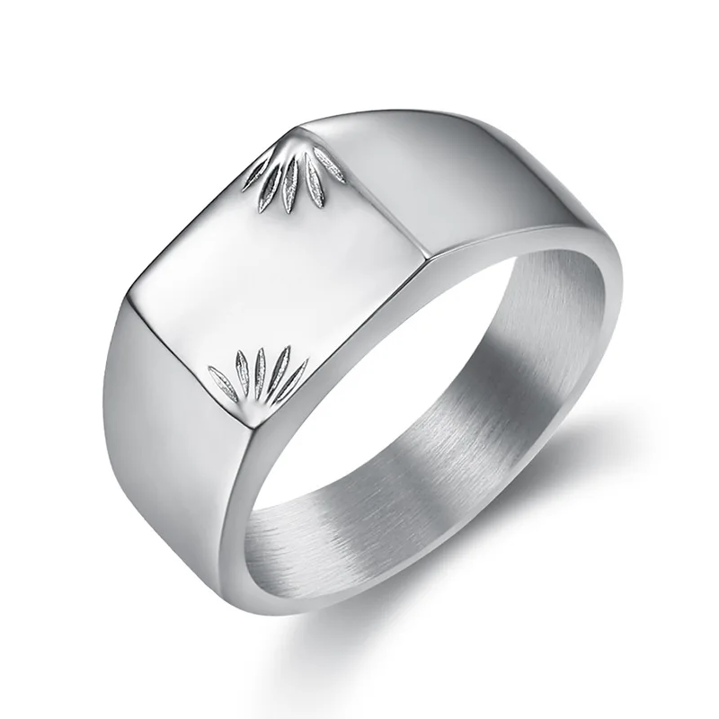 

Maple Leaves Square Men Signet Ring Seal Silver Gold Color Titanium Stainless Steel Male Rings Wedding Band Punk Hip Hip DCR103