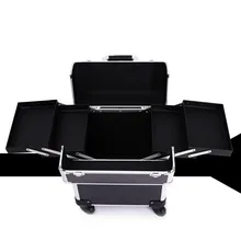 Профессиональный дорожный кейс для косметики тележка для хранения розовый черный органайзер 34x24x48 см