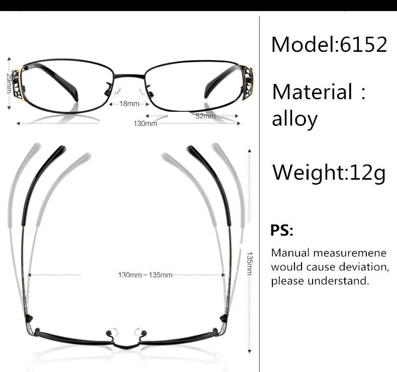 Очки с оправой из сплава оправа женские деловые очки оправа оптическая Близорукость Рамка рецептурные линзы полная оправа свет 6152